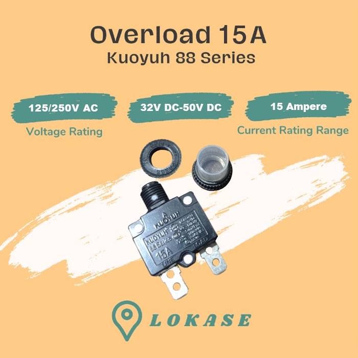 Jual Thermal Overload 15A Kuoyuh 88 Series Circuit Breaker Push Button ...