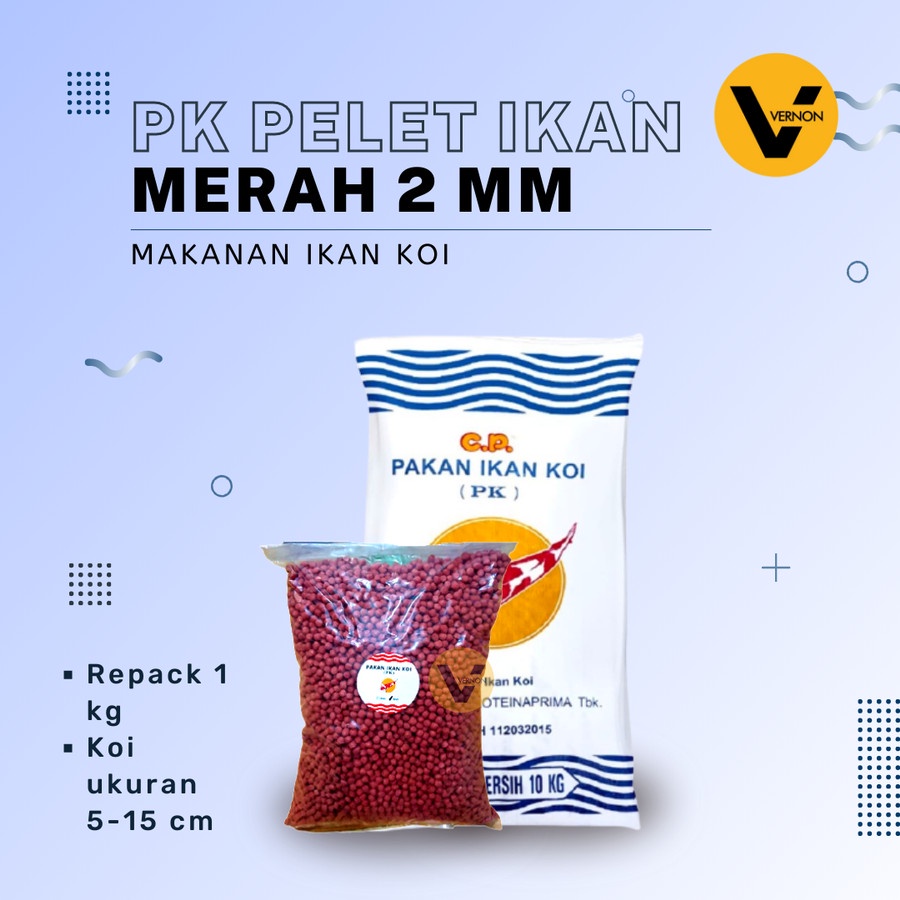 Jual REPACK Makanan Pakan Ikan Koi PK Pelet Ikan MERAH 2mm 5mm Berat 1 Kg Shopee Indonesia