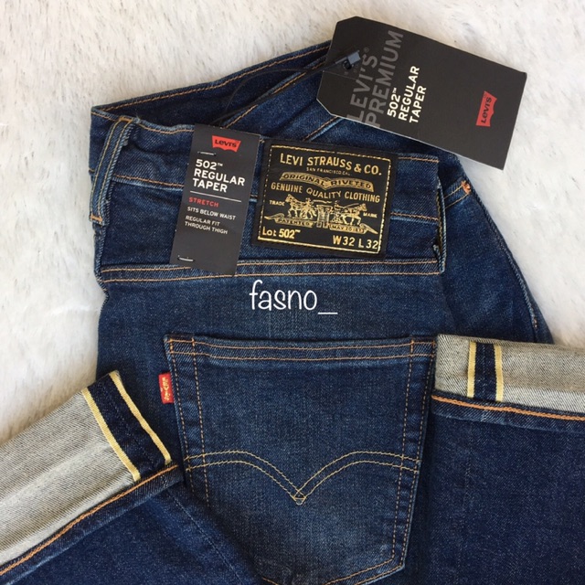 LEVIS 502 Big E SELVEDGE GOLD LINE DENIM Dark Blue. ORIGINAL