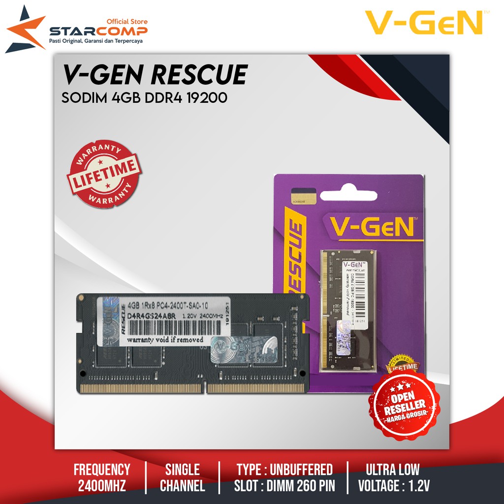 Jual Sodimm V Gen Rescue 4GB DDR4 2400Mhz PC19200 Memory Ram Laptop