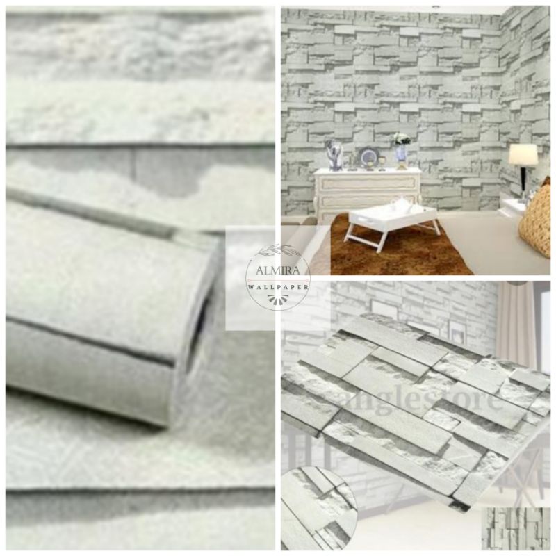 Jual Wallpaper dinding/wallpaper tembok murah/wallpaper motif batu alam ...