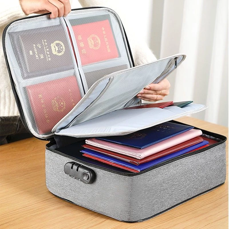 tas dokumen / kotak penyimpanan / arsip koper / tempat berkas/Tas Travel Paspor Gadget Organizer Double Zipper Lock Waterproof