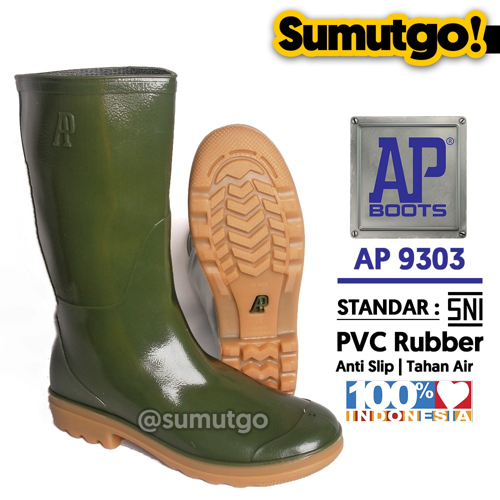 Jual AP Boots 9303 Hijau Sepatu Karet Kilat PVC Boot Keren Hujan Tinggi