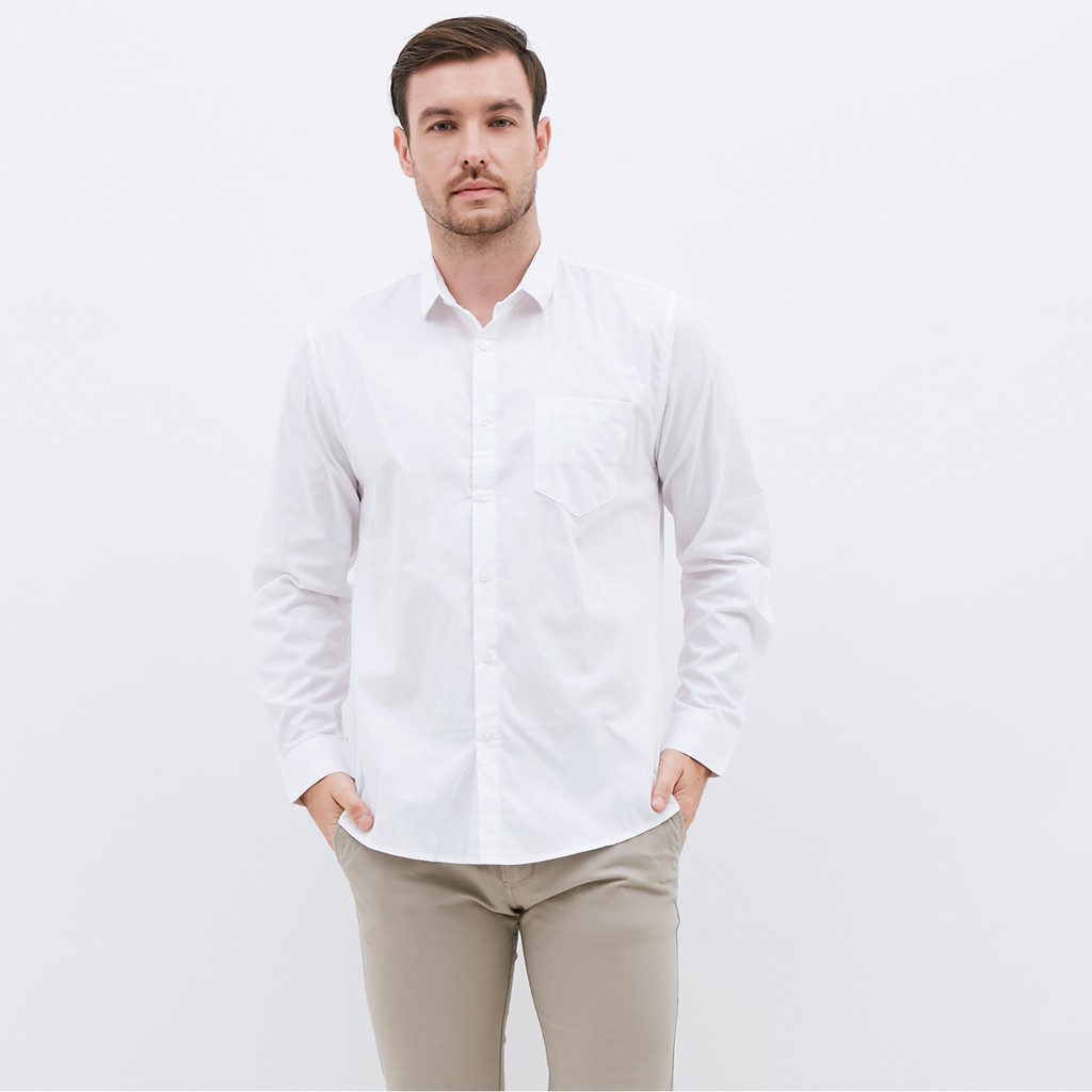 Jual M231 Kemeja Pria Basic Polos Panjang Putih 1468A | Shopee Indonesia