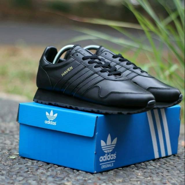 SEPATU ADIDAS HAVEN FULL BLACK LEATHER 100 ORIGINAL BNWB