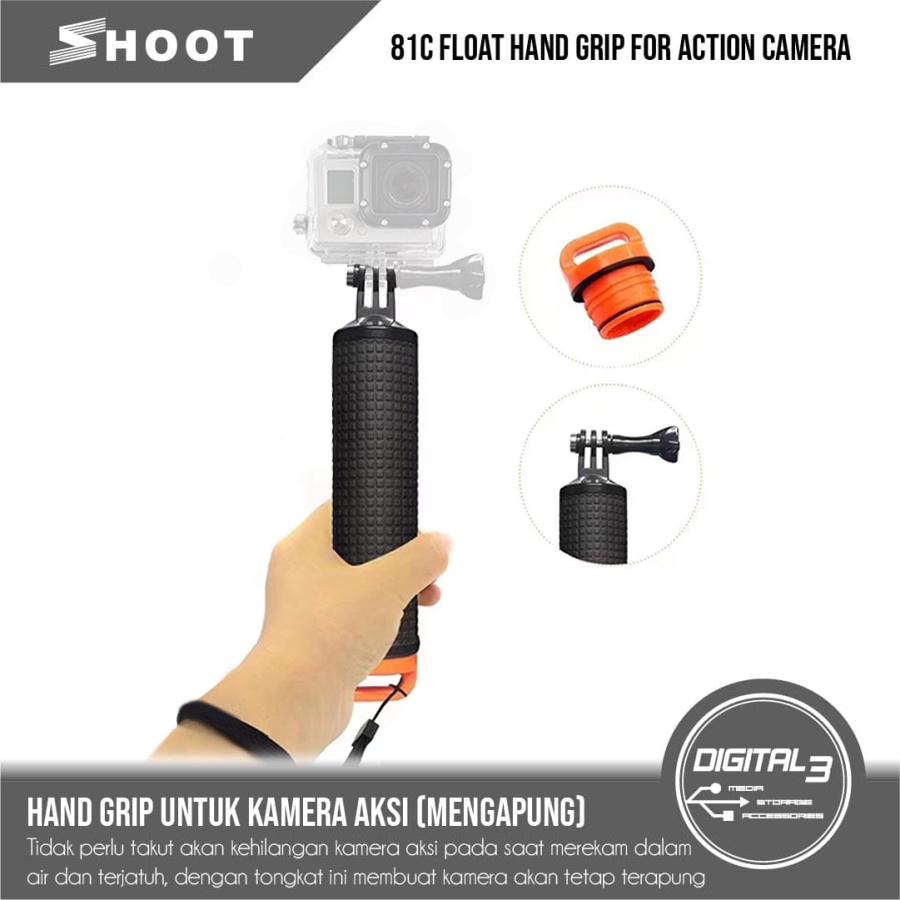 Go Pro Handle Grip Floating Buoyancy Stick Selfie Handheld For
