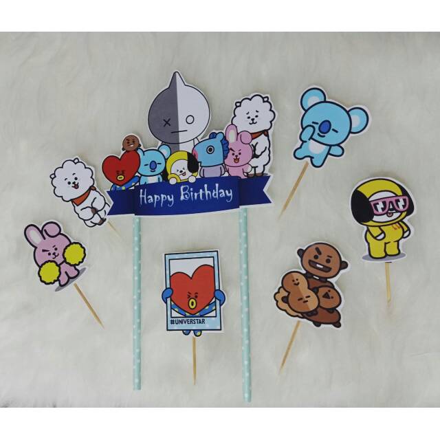 Jual Topper BT21 topper ulang tahun topper puding dan topper happy ...