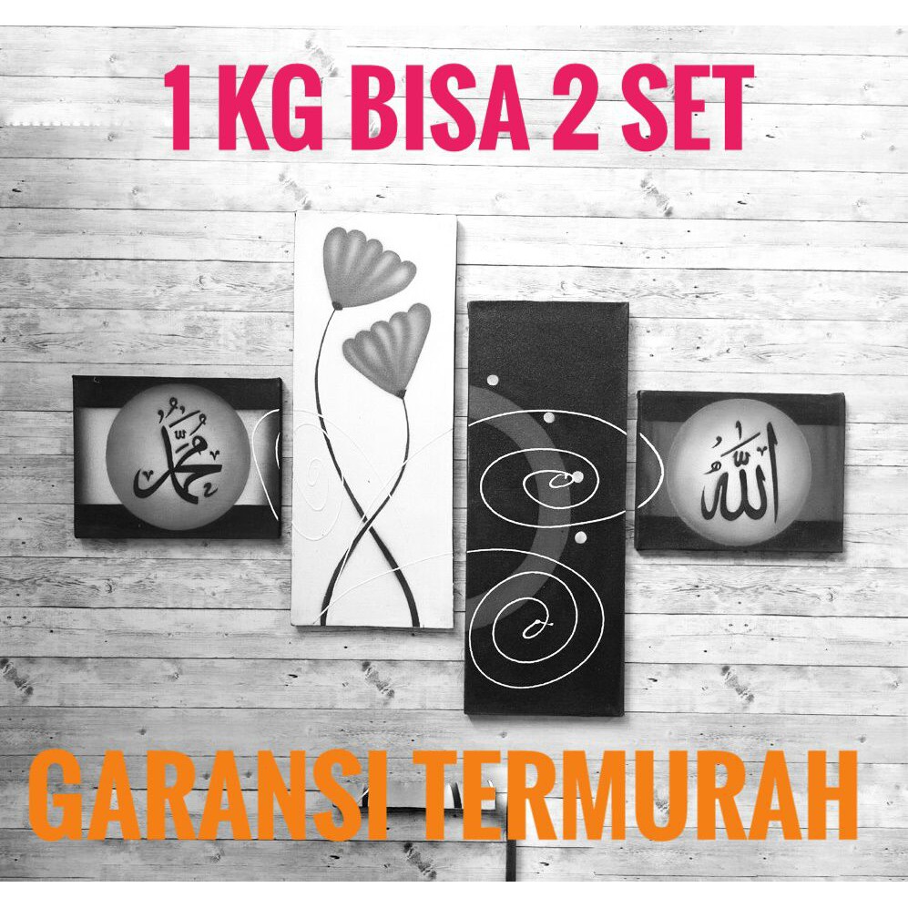 Jual LUKISAN KALIGRAFI BUNGA HITAM PUTIH - Kaligrafi Hiasan Dinding