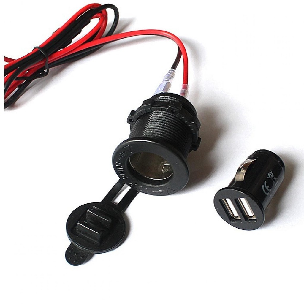 Jual Powstro Dual USB Port Charging 12-24V for Motorcycle | Shopee ...
