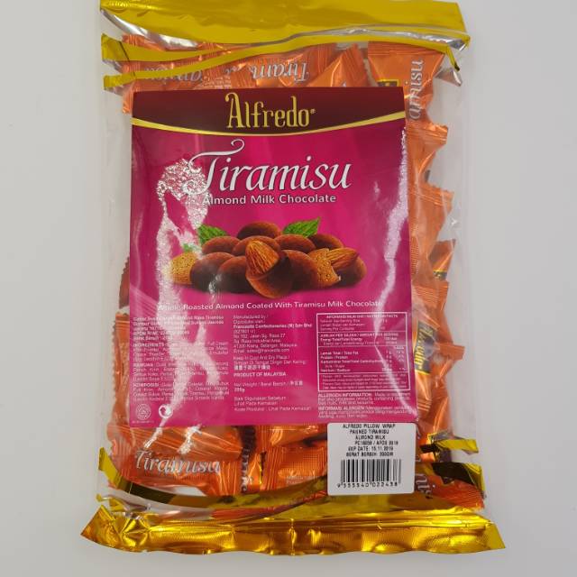 Jual Coklat Alfredo Tiramisu Almond Milk Chocolate 200 Gram Shopee