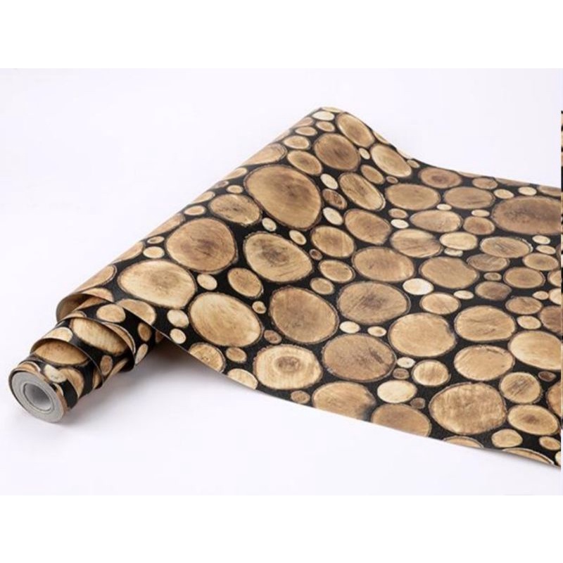 Jual Wallpaper Sticker Dinding Motif Potongan Kayu Minimalis | Shopee ...