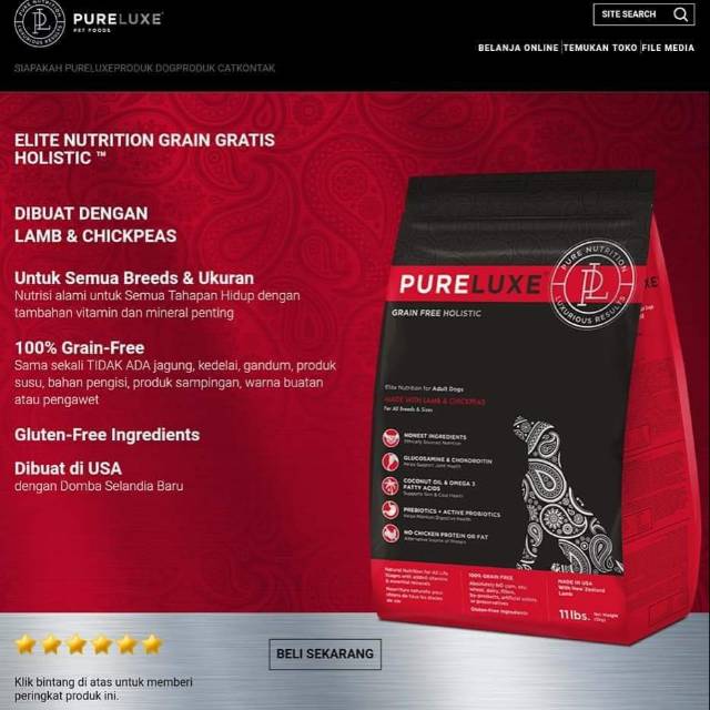 DOG FOOD Pureluxe Dog Lamb Adult 1 8kg