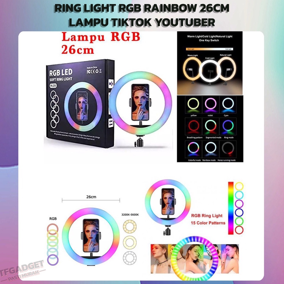 Jual Ring Light Rgb Rainbow Cm Lampu Tiktok Youtuber Shopee Indonesia