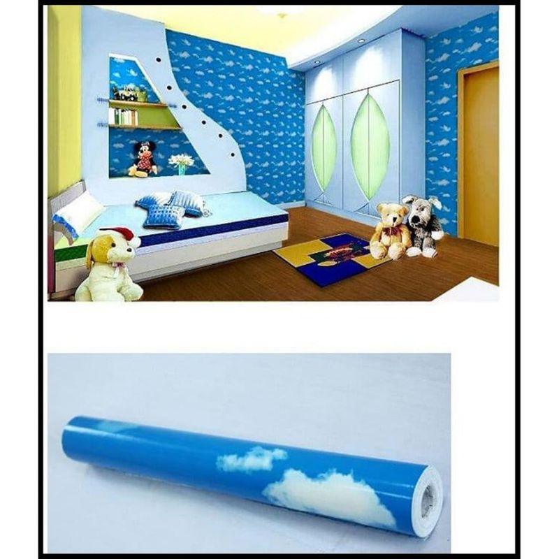 Jual PROMO Wallpaper Sticker Atap Plafon Dinding Motif AWAN BIRU ...