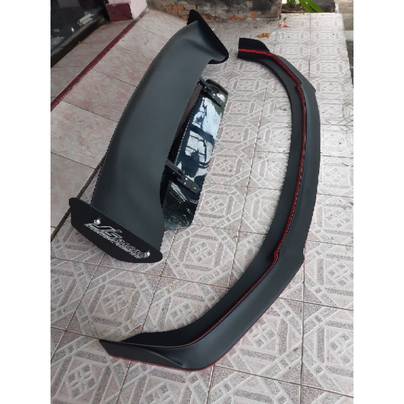 Jual front lips honda brio dan spoiler gt wing js racing | Shopee Indonesia
