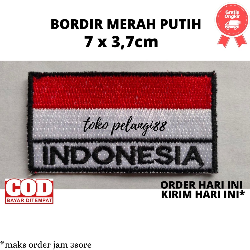 Jual Bed Indonesia Merah Putih Emblem Bendera Bordir Bedge Bet Merah