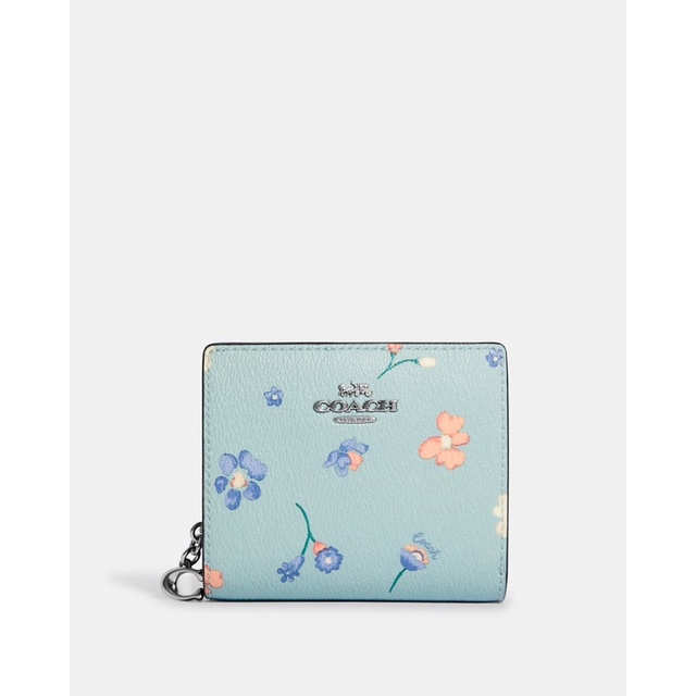 Jual COACH SNAP WALLET WITH MYSTICAL FLORAL PRINT BLUE Shopee Indonesia