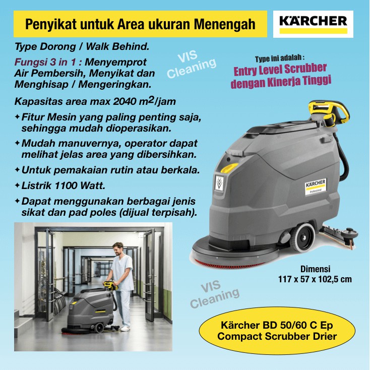 Jual Mesin Penyikat Lantai (Scrubber Drier) Karcher BD 50/60 | Shopee ...