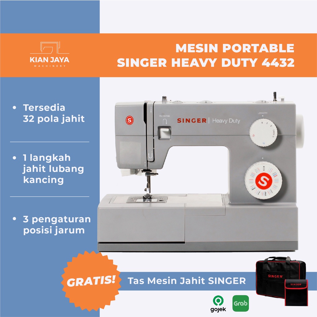 Jual Mesin Jahit SINGER portable 4432 Heavy Duty + FREE TAS SINGER atau
