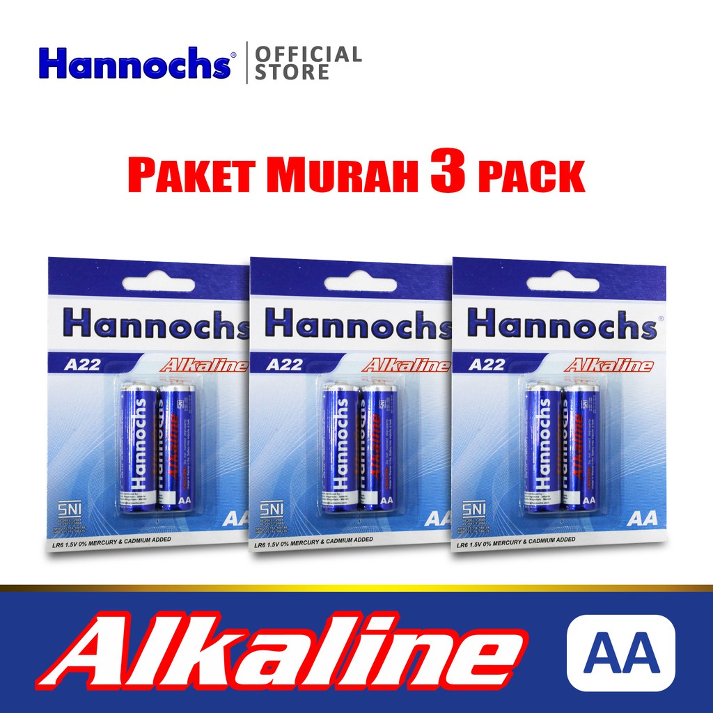 Baterai / Battery Hannochs Alkaline AA/A2 - 2 Pcs (Paket 3 PACK)