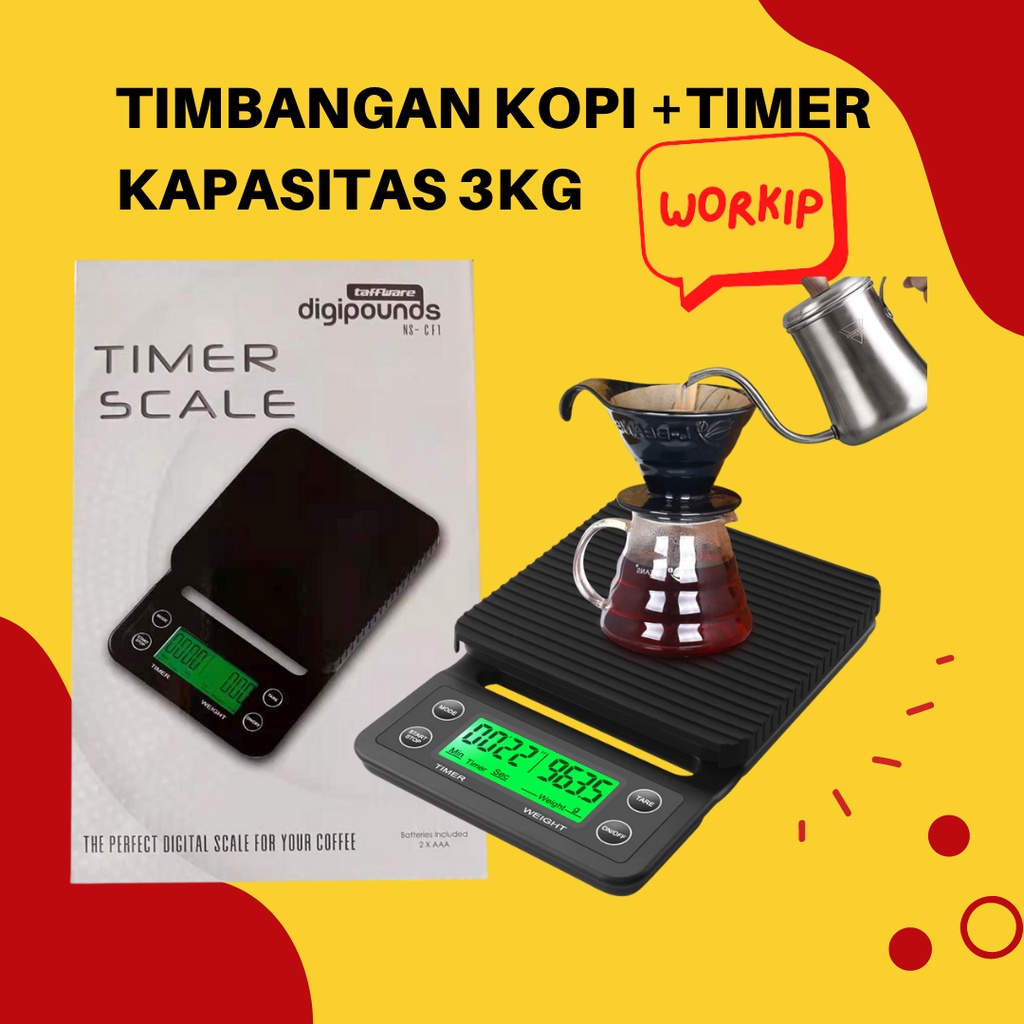 Timer Scale 3kg Timbangan Kopi Digital Timer Portable Coffee Scale