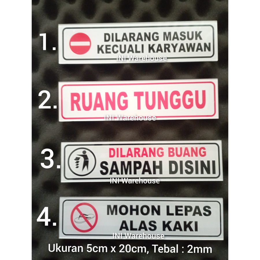 Jual Acrylic Sign Signage Larangan Ruang Tunggu Rambu Simbol Akrilik