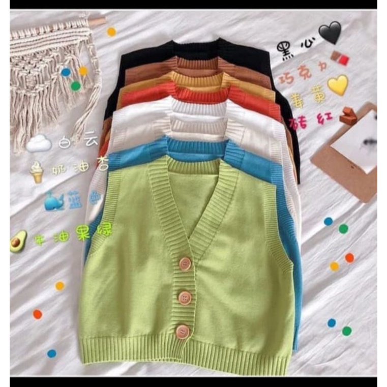 Jual FX SHOP BUTTON VEST CARDY / ROMPI CARDIGAN RAJUT | Shopee Indonesia
