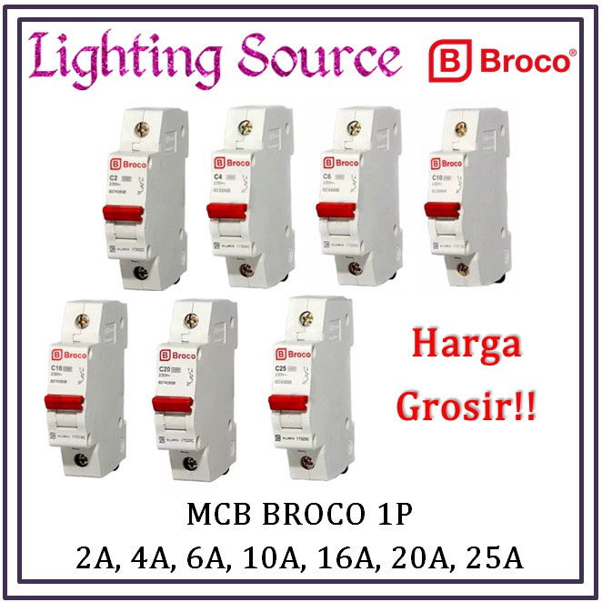 Jual Broco Mcb 2a 4a 6a 10a 16a 20a 25a Pemutus Arus C2 C4 C6 C10 C16 C20 C25 Ori Sni Shopee 1477