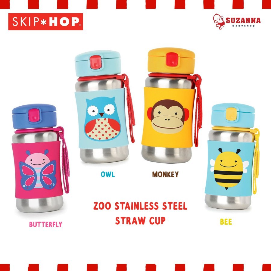 Zoo Stainless Steel Straw Bottle Owl (Skip Hop)