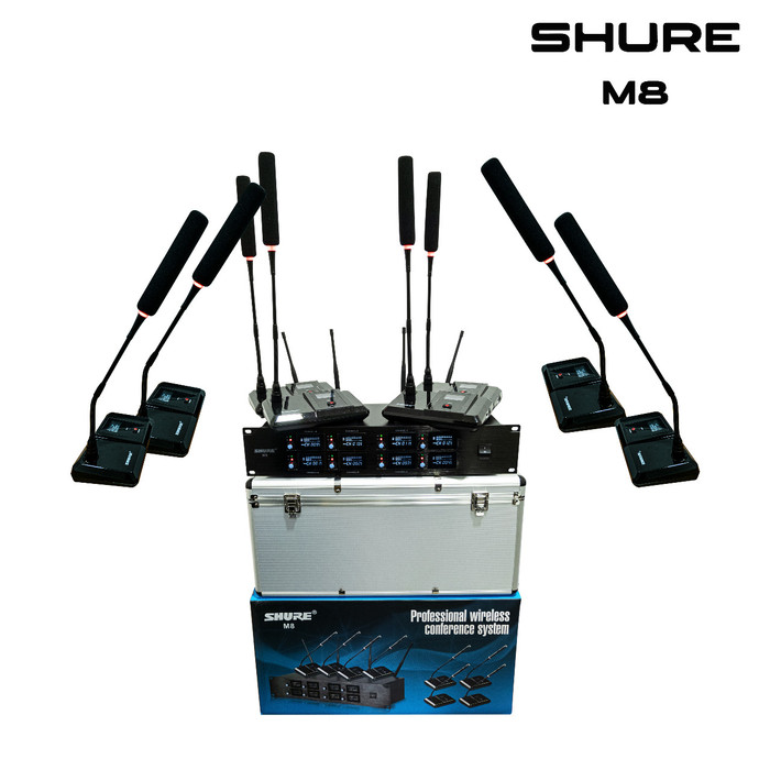 Jual MIC MEJA WIRELESS SHURE M 8 MIC CONFERENCE 8 mic podium