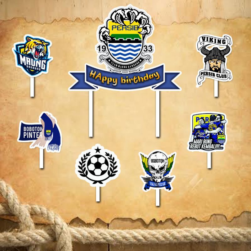 Jual Topper cake persib bandung happy birthday hiasan kue ulang tahun