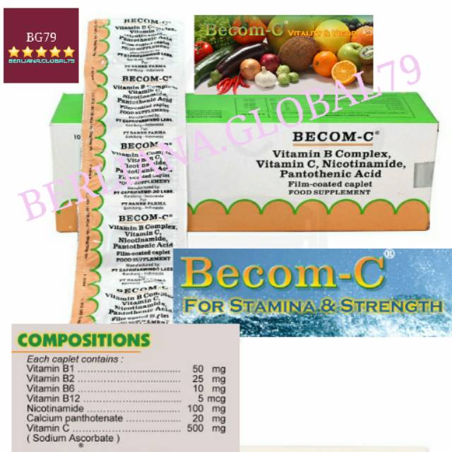 Jual BECOM C PER CAPLET MULTIVITAMIN & MINERAL PLUS VIT C 500 | Shopee ...
