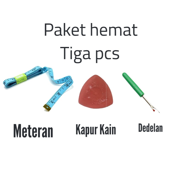 Jual Meteran jahit ( warna acak/random)+kapur kain+dedelan (alat ...