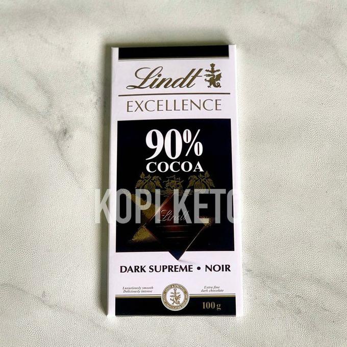 Jual Lindt Dark Chocolate 90 Coklat keto, healthy, diabet, less