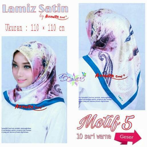 Jual Jilbab Segiempat Satin Lamiz By Azzura Motif 5 - Jilbab Kerudung
