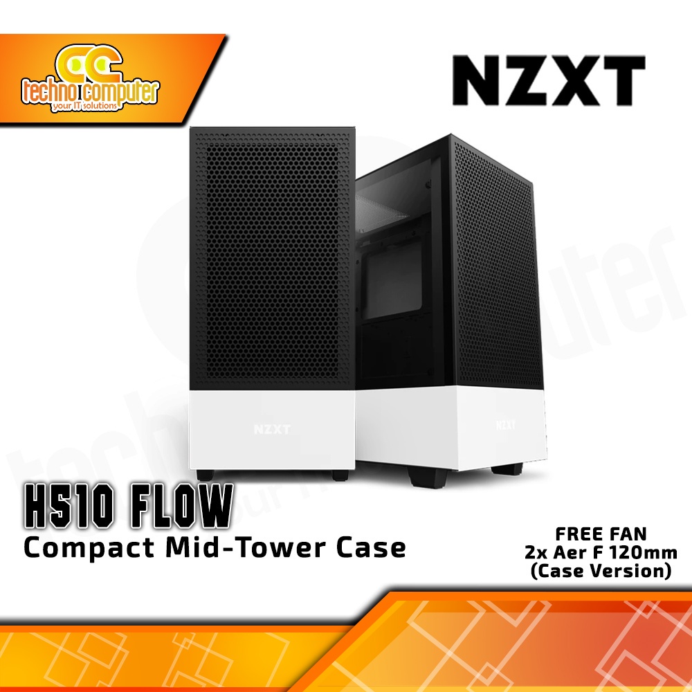 Jual CASING NZXT H510 FLOW White - ATX Case Tempered Glass (Free 2x Fan ...