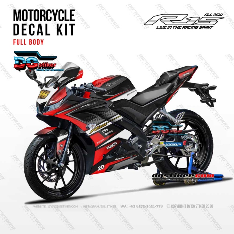 Jual Decal R15 V3 Hitam Merah Racing DG Stiker | Shopee Indonesia