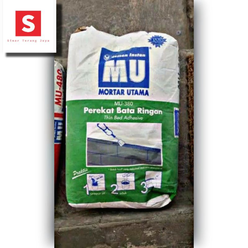 Jual Semen Instan Perekat Hebel Bata Ringan Mu 380 Mortar Shopee