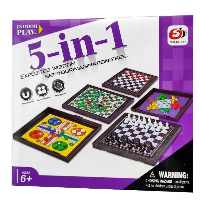 Jual Board Game 5 in 1 Ludo Catur Ular Tangga Halma dan