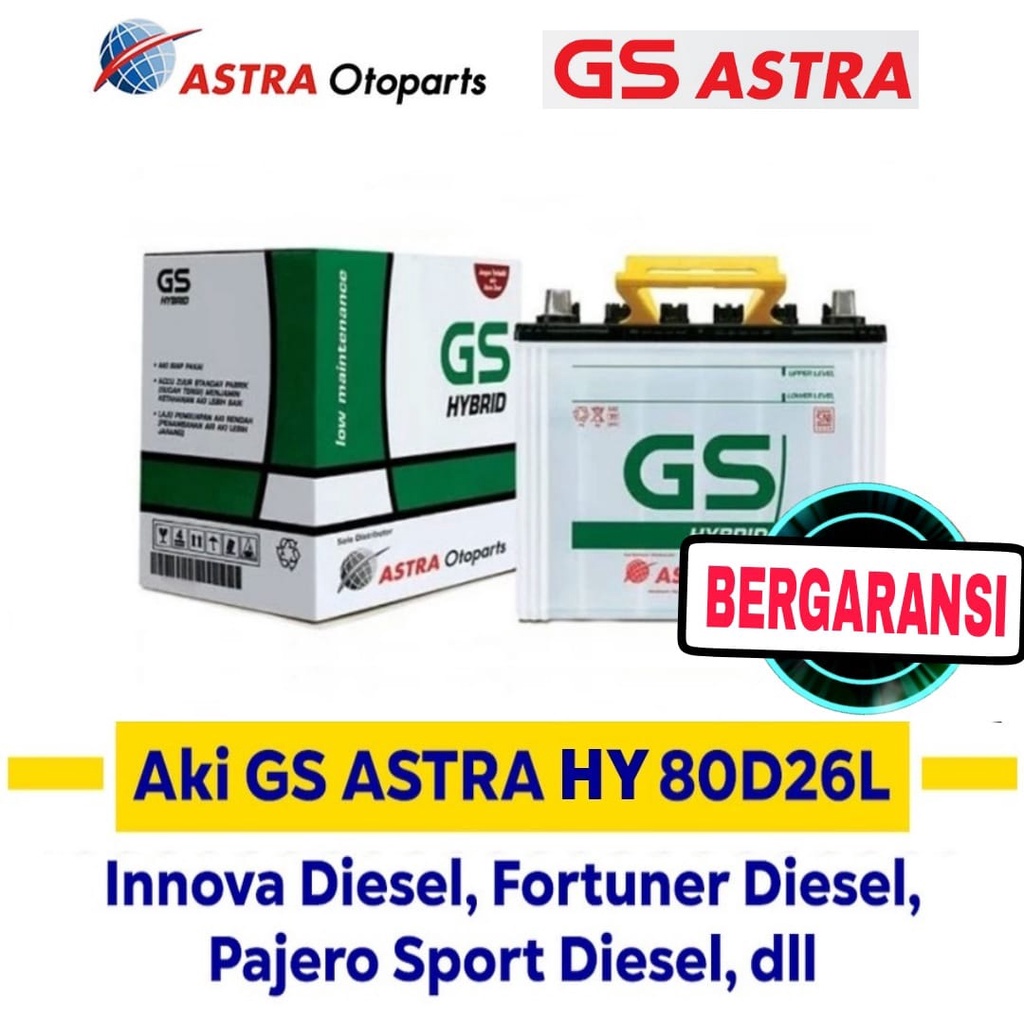 Jual Aki Mobil GS Astra 80D26L Aki Basah GS HYBRID 12V / 70 Ah | Shopee