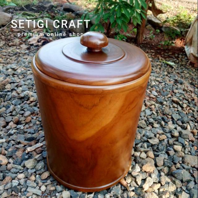 Jual Tempat Sampah Ember Kayu Jati dan Tutup | Shopee Indonesia