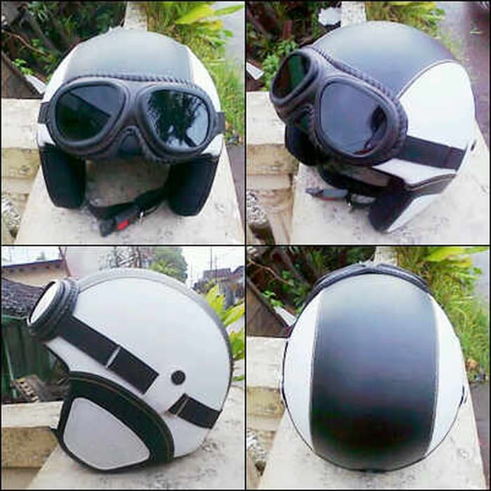 Jual Helm Retro Vespa Classic Hitam Putih | Shopee Indonesia