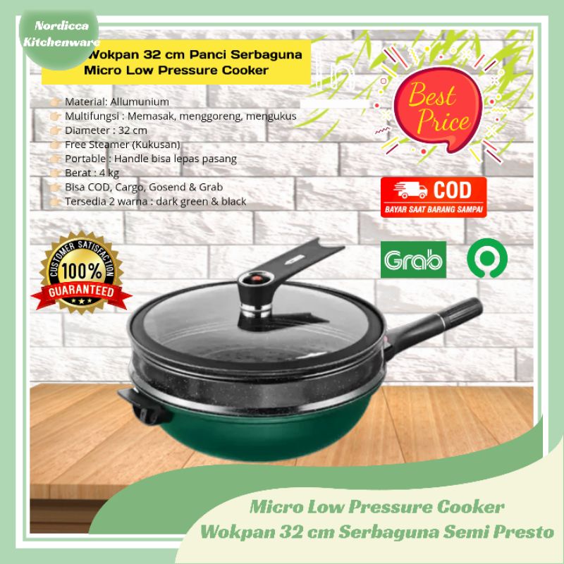 Jual Wokpan 32 cm Wajan Serbaguna Panci Presto Low Pressure Cooker with ...