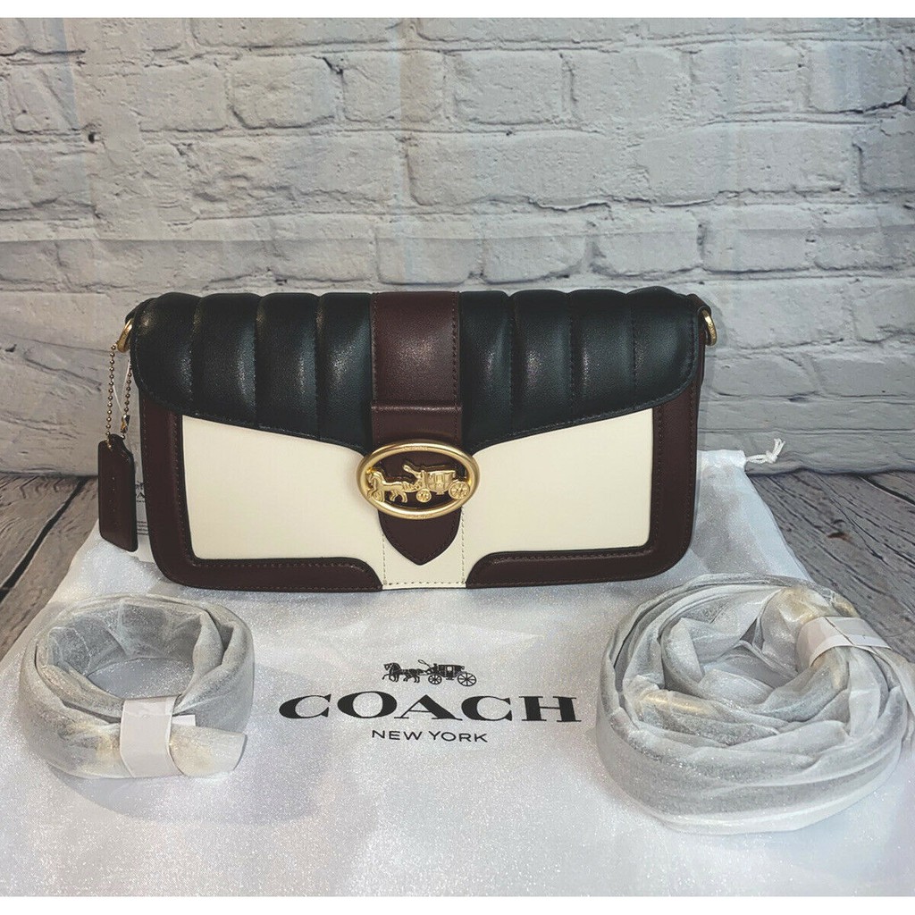 Jual Coach Shoulder Bag with Colorblock Linear Quilting