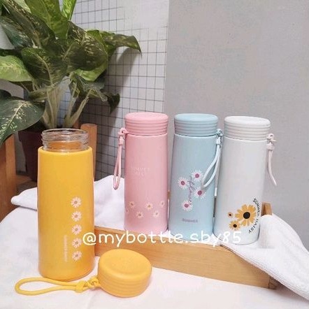 Jual botol summer daisy kaca,botol kaca summer daisy,tumbler summer ...