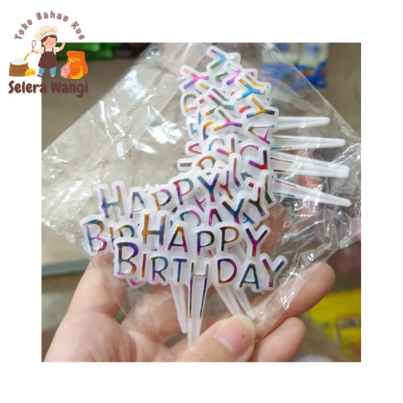 Jual HIASAN KUE ULANG TAHUN TOPPER HAPPY BIRTHDAY PELANGI (per pcs
