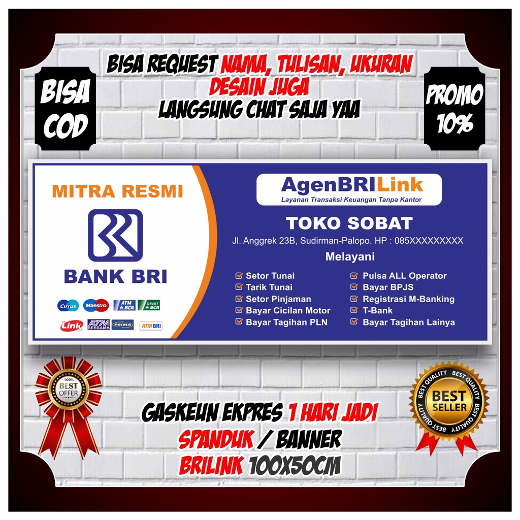 Jual Cetak Spanduk Banner BRIlink Backdroup Usaha Jasa BRILINK ...