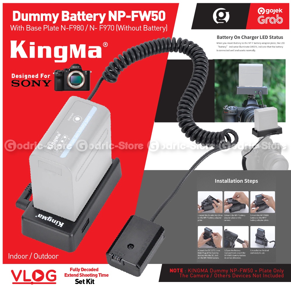 Jual Kingma Kit Dr Fw50 Dummy Battery Np Fw50 With Np F Series Adapter