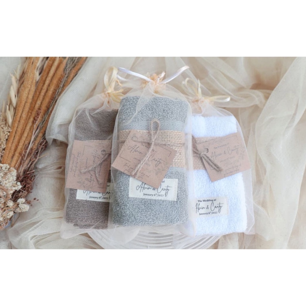 Jual Souvenir handuk +label nama pengantin (dijahit) | Shopee Indonesia
