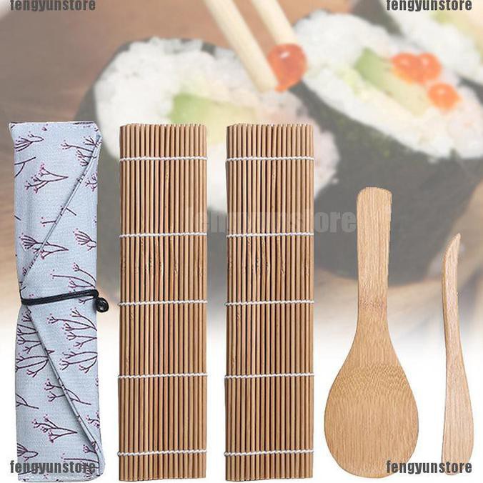 Jual Bamboo Rolling Mats Sushi Maker Japanese Diy Rice Spreader 5Pai ...